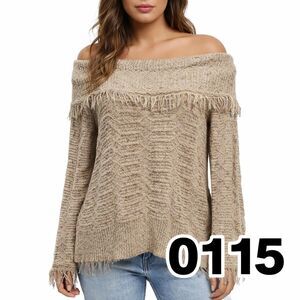 89th & Madison Women's Off Shoulder Sweater with fringe - size XL - 0115